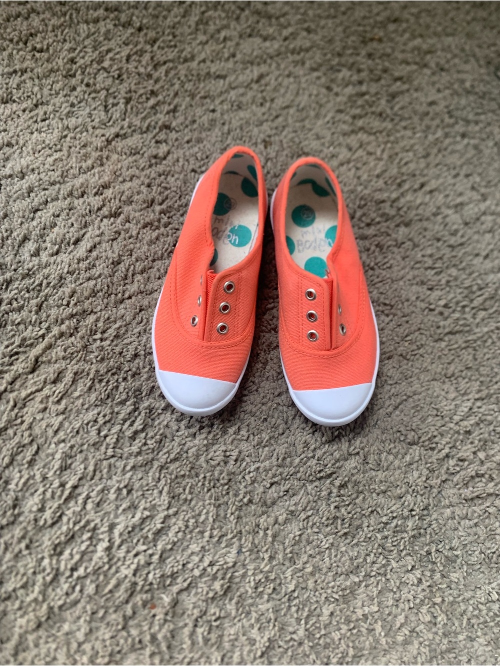 Boden Coral Slip-On Sneakers with Teal Polka Dot Lining